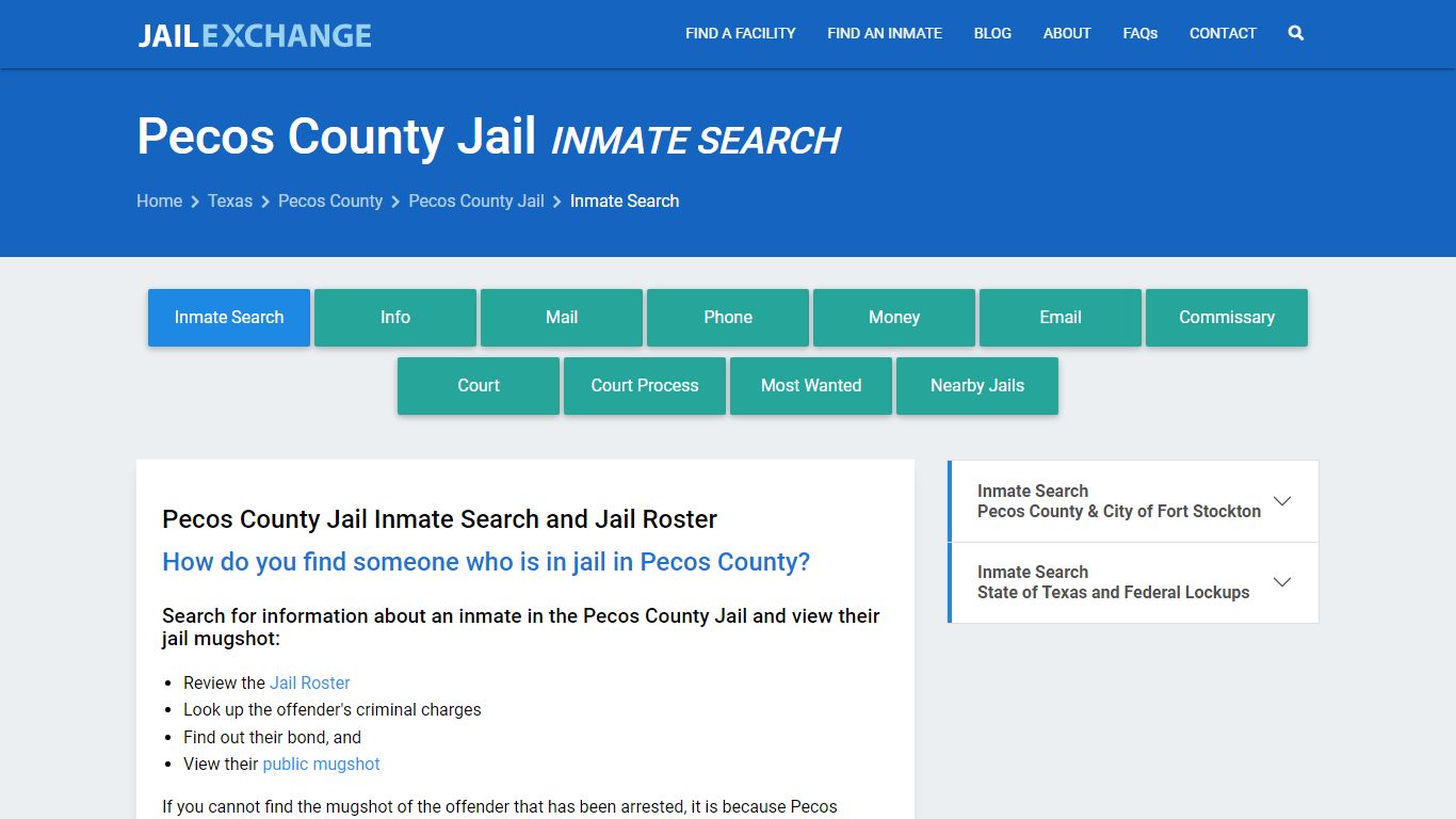 Inmate Search: Roster & Mugshots - Pecos County Jail, TX - Jail Exchange