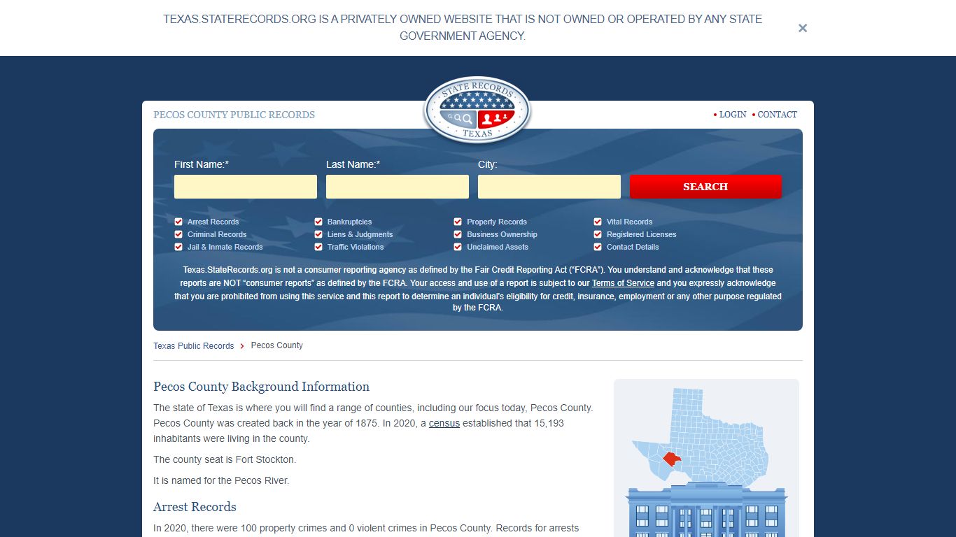 Pecos County Arrest, Court, and Public Records | StateRecords.org